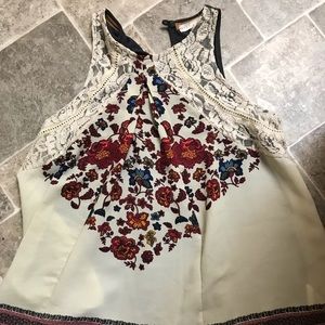 Floral and lace tank top